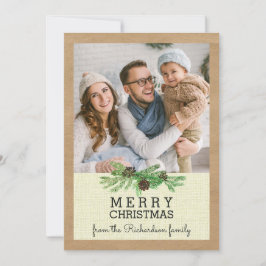 パイン素朴とクラフトのクリスマスあなたの写真 シーズンカード