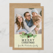 パイン素朴とクラフトのクリスマスあなたの写真 シーズンカード (正面/裏面)