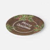 パイン素朴とベリーの水の色クリスマス ペーパープレート (アングル)