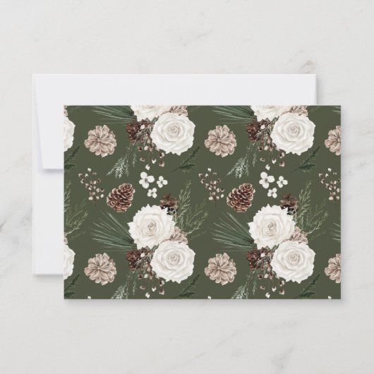 パイン素朴ウィンターウェディングQRコードRSVPカード 出欠カード (裏面)