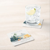 パイン素朴ウッズキャンピングマウンテンブライダルシャワー スクエアペーパーコースター (インサイチュ)