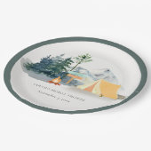 パイン素朴ウッズキャンピングマウンテンブライダルシャワー ペーパープレート (アングル)