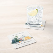 パイン素朴ウッズキャンピングマウンテンベビーシャワー スクエアペーパーコースター (インサイチュ)