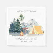 パイン素朴ウッズキャンピングマウンテンベビーシャワー スタンダードカクテルナプキン (正面)
