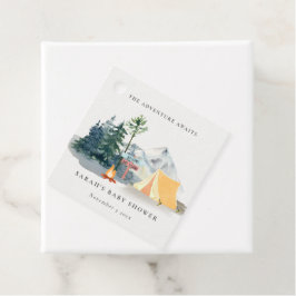 パイン素朴ウッズキャンピングマウンテンベビーシャワー フェイバータグ