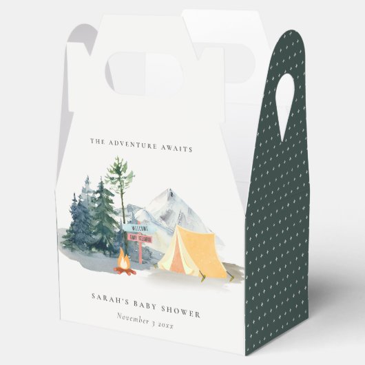 パイン素朴ウッズキャンピングマウンテンベビーシャワー フェイバーボックス (オープン)