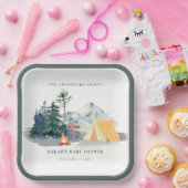 パイン素朴ウッズキャンピングマウンテンベビーシャワー ペーパープレート (パーティー)