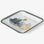 パイン素朴ウッズキャンピングマウンテンベビーシャワー ペーパープレート (傾斜あり)