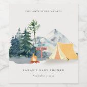 パイン素朴ウッズキャンピングマウンテンベビーシャワー ワインラベル (シングルラベル)