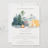 パイン素朴ウッズキャンピングマウンテンベビーシャワー 招待状 (正面)