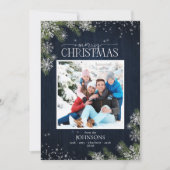 パイン素朴ウッド雪片メリー家族の写真 シーズンカード (正面)