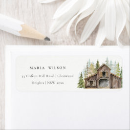 パイン素朴エレガントウッズフォレスト納屋周囲の庭アドレス ラベル