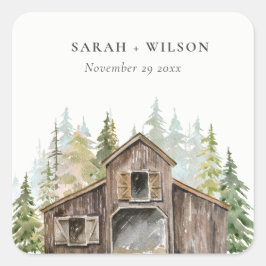 パイン素朴エレガントウッズフォレスト納屋周囲の庭結婚ズ スクエアシール