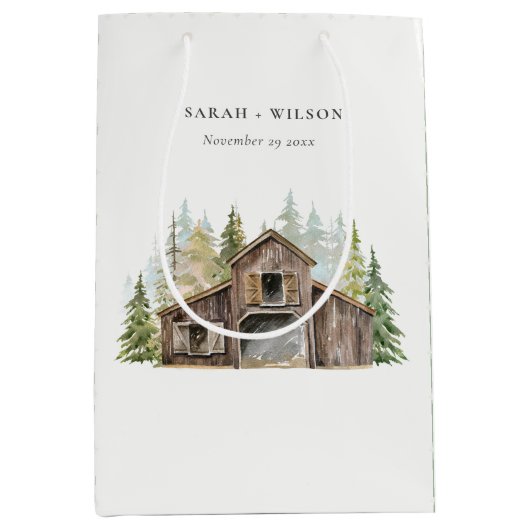 パイン素朴エレガントウッズフォレスト納屋周囲の庭結婚ズ ミディアムペーパーバッグ (正面)