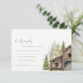 パイン素朴エレガントウッズフォレスト納屋周囲の庭結婚ズ 出欠カード (スタンド正面)