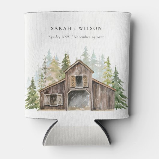 パイン素朴エレガントウッズフォレスト納屋周囲の庭結婚ズ 缶クーラー (正面)