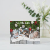 パイン素朴エレガントウッドフォトメリークリスマス ポストカード (スタンド正面)