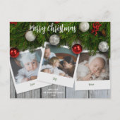 パイン素朴エレガントウッドフォトメリークリスマス ポストカード (正面)