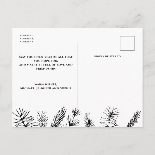 パイン素朴エレガントタイポグラフィ2写真クリスマス シーズンポストカード (裏面)