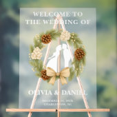 パイン素朴グリーンリー冬の結婚式へようこそ アクリルサイン (ニュートラル)