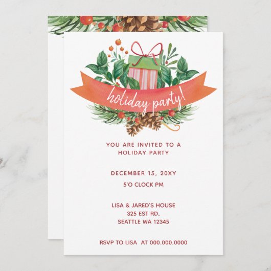 パイン素朴コーンとfirホリデーパーティー シーズンカード (正面/裏面)