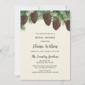 パイン素朴コーンウィンターウェディングブライダルシャワー 招待状 (正面)