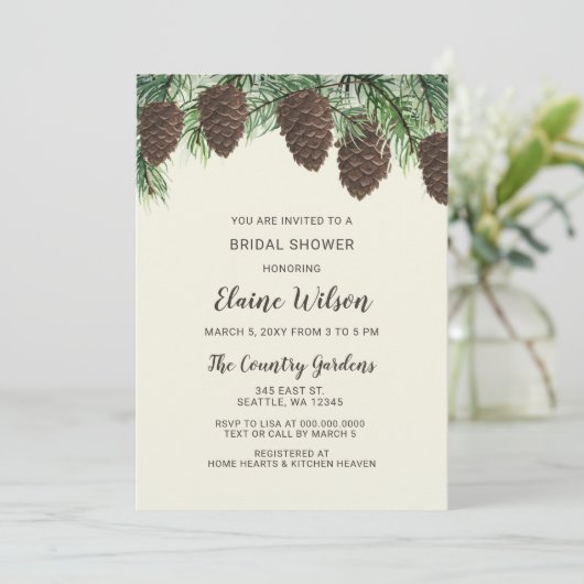 パイン素朴コーンウィンターウェディングブライダルシャワー 招待状 (スタンド正面)