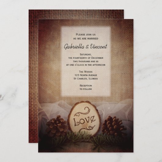 パイン素朴コーンウッズ結婚式招待状 招待状 (正面/裏面)