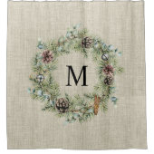 パイン素朴コーンリースファームハモノグラムのウス シャワーカーテン (正面)