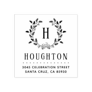 パイン素朴コーンリースモノグラム差出人住所 ラバースタンプ