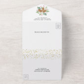 パイン素朴コーンリース写真クリスマス結婚ズ オールインワン招待状 (外側)