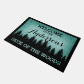 パイン素朴ズパーソナライズされた（アクア）ようこそ ドアマット (アングル)