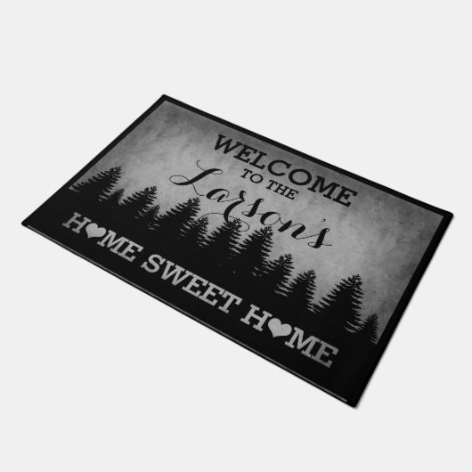 パイン素朴ズパーソナライズされた（灰色）ようこそ ドアマット (アングル)