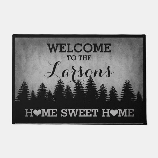 パイン素朴ズパーソナライズされた（灰色）ようこそ ドアマット (正面)