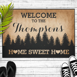 パイン素朴ズパーソナライズされた（茶色）ようこそ ドアマット