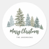 パイン素朴ツリーのクリスマス ラウンドシール (正面)