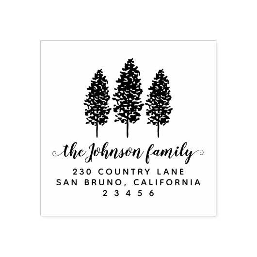 パイン素朴ツリーカスタム署名差出人住所 ラバースタンプ (インプリント)