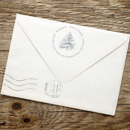 パイン素朴ツリークリスマス差出人住所 セルフインキングスタンプ