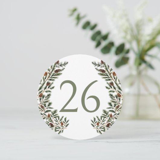 パイン素朴ツリーコーン冬林テーブル番号 招待状 (スタンド正面)