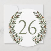 パイン素朴ツリーコーン冬林テーブル番号 招待状 (裏面)