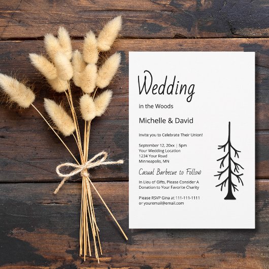 パイン素朴ツリーシンプルタイポグラフィカジュアルズ 招待状