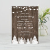パイン素朴ツリーストリングライト婚約パーティ 招待状 (スタンド正面)