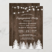 パイン素朴ツリーストリングライト婚約パーティ 招待状 (正面/裏面)