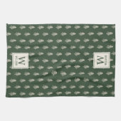 パイン素朴ツリーズ苗名モノグラムクリスマス キッチンタオル (横)