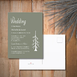 パイン素朴ツリーセージカジュアルグリーン結婚ズ インビテーションポストカード