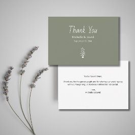 パイン素朴ツリーセージモダングカジュアルリー結婚ズ サンキューカード