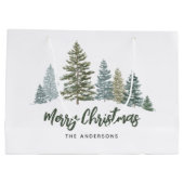 パイン素朴ツリーパーソナライズされたクリスマス ラージペーパーバッグ (裏面)