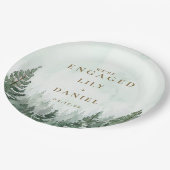 パイン素朴ツリーフォレスト婚約パーティ ペーパープレート (アングル)