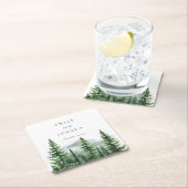 パイン素朴ツリーフォレ結婚スト スクエアペーパーコースター (インサイチュ)