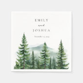 パイン素朴ツリーフォレ結婚スト スタンダードカクテルナプキン (正面)